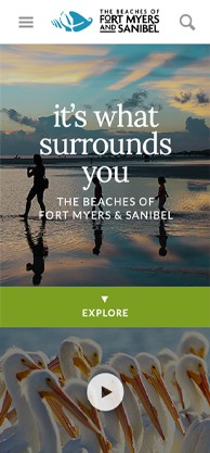 The Beaches of Fort Myers & Sanibel Island website homepage (mobile view)