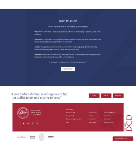 Dedham Country Day School website – footer