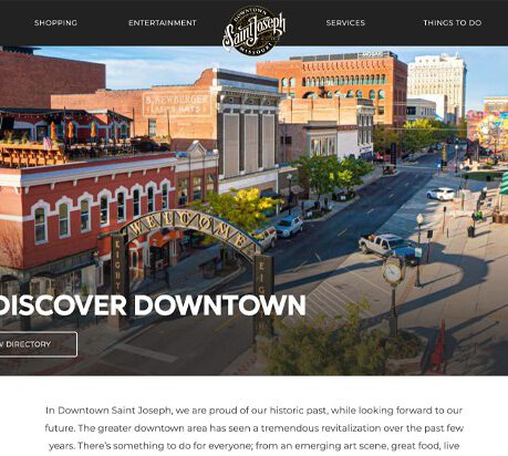 Downtown St. Joseph, Missouri website homepage (desktop view)