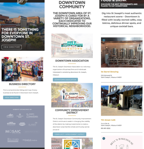 Downtown St. Joseph, Missouri website screenshot (mobile view)