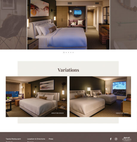 The Elliot Park Hotel website – room variations (desktop view)